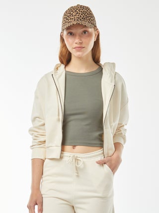 Cropped sweater met capuchon