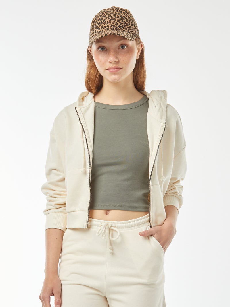 Cropped sweater met capuchon Biege - Kiabi
