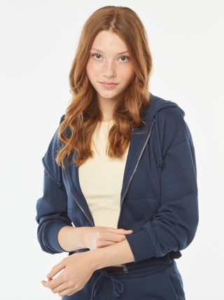 Cropped sweater met capuchon