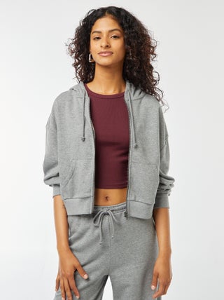 Cropped sweater met capuchon