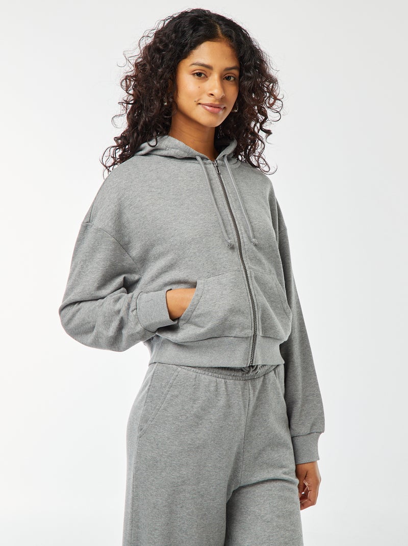 Cropped sweater met capuchon Grijs - Kiabi