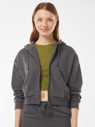 Cropped sweater met capuchon