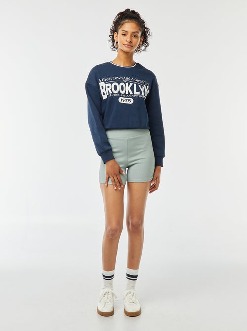 Cropped sweater met opschrift in Amerikaanse stijl - Kiabi