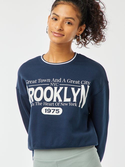 Cropped sweater met opschrift in Amerikaanse stijl - Kiabi