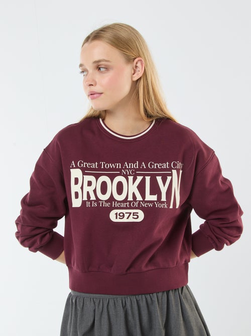Cropped sweater met opschrift in Amerikaanse stijl - Kiabi