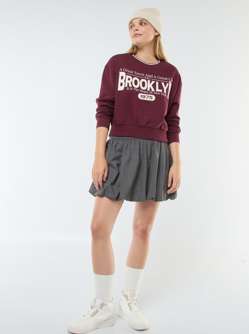 Cropped sweater met opschrift in Amerikaanse stijl Rood - Kiabi