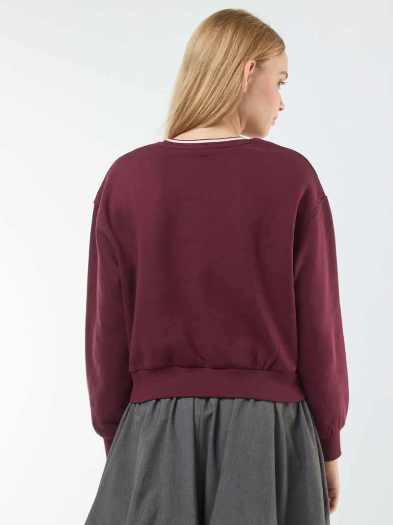 Cropped sweater met opschrift in Amerikaanse stijl Rood - Kiabi