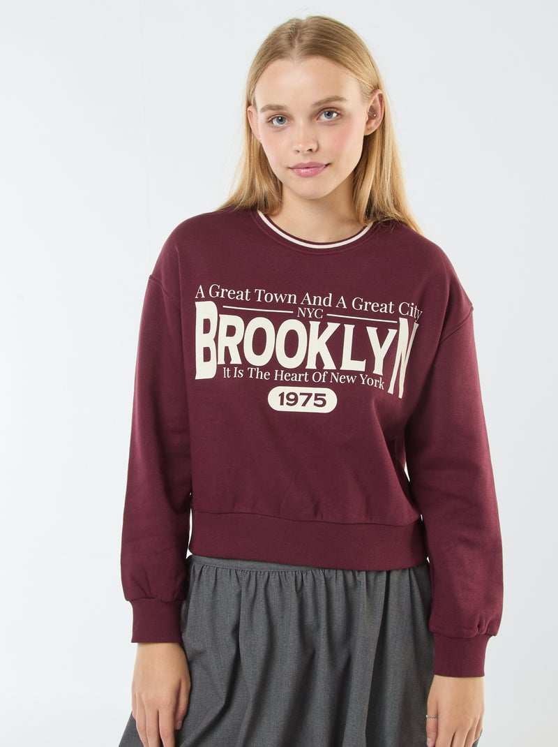 Cropped sweater met opschrift in Amerikaanse stijl Rood - Kiabi