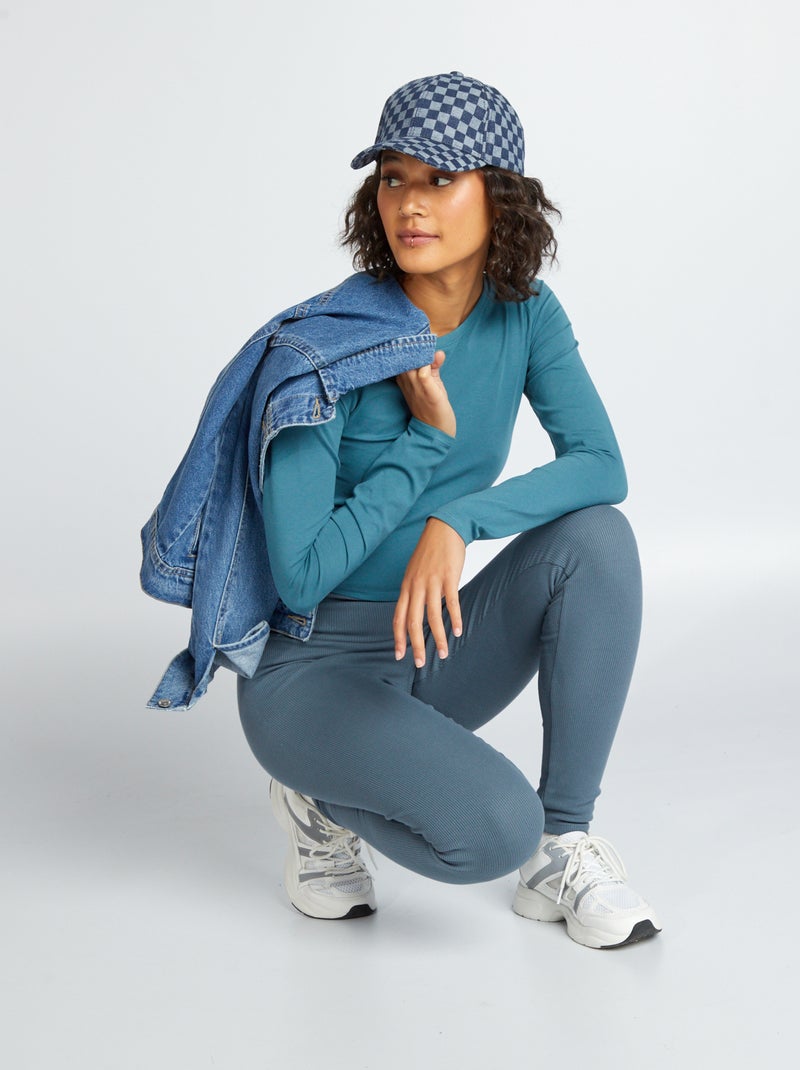 Cropped T-shirt donkerblauw - Kiabi