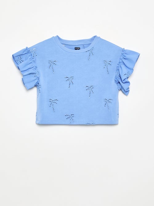 Cropped T-shirt met broderie anglaise - Kiabi