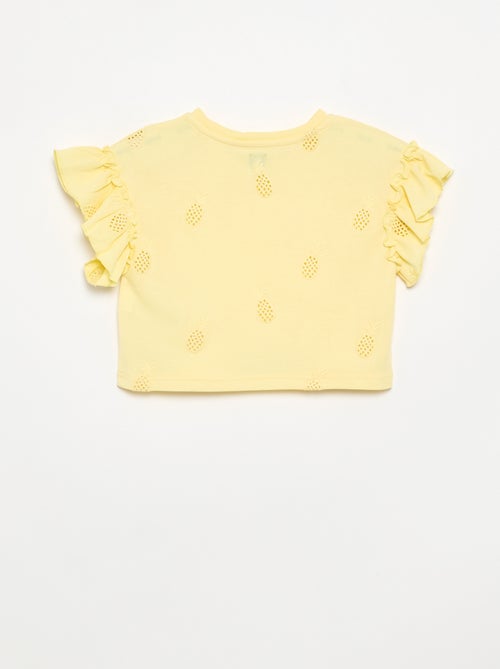 Cropped T-shirt met broderie anglaise - Kiabi
