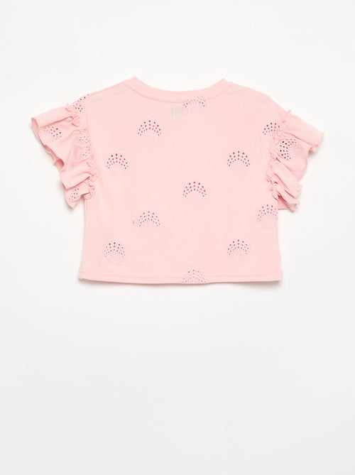 Cropped T-shirt met broderie anglaise - Kiabi