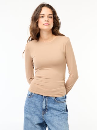 Cropped T-shirt met gekreukt effect
