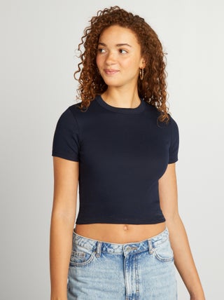 Cropped T-shirt met korte mouw