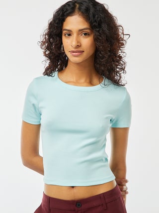 Cropped T-shirt met korte mouw