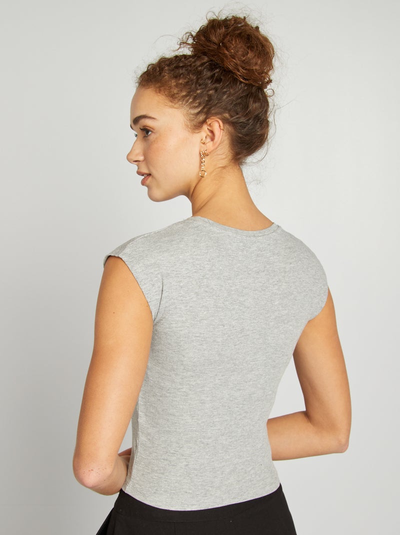 Cropped T-shirt met korte mouw GRIJS - Kiabi