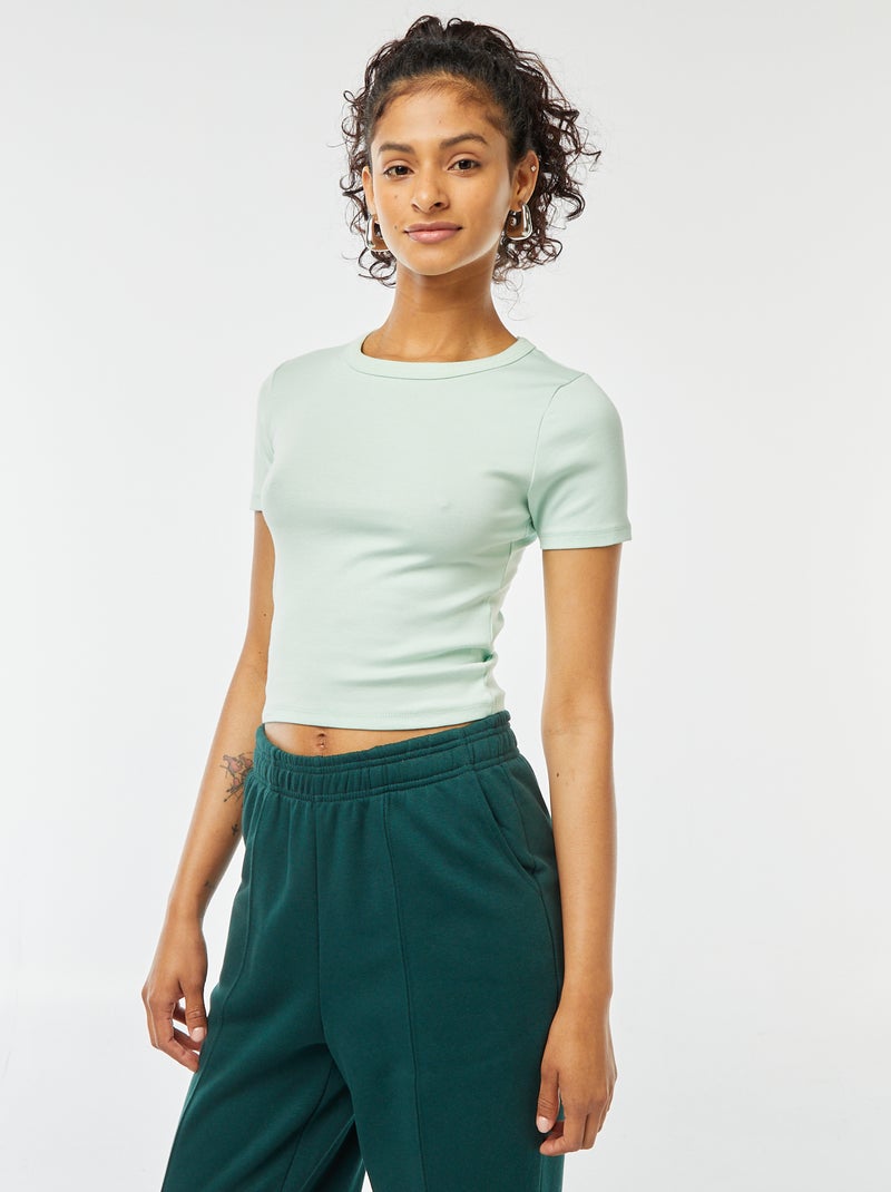 Cropped T-shirt met korte mouw Groen - Kiabi