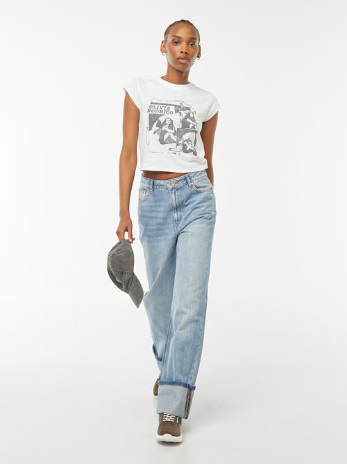 Cropped T-shirt met korte mouw 'Olivia Rodrigo' - Kiabi