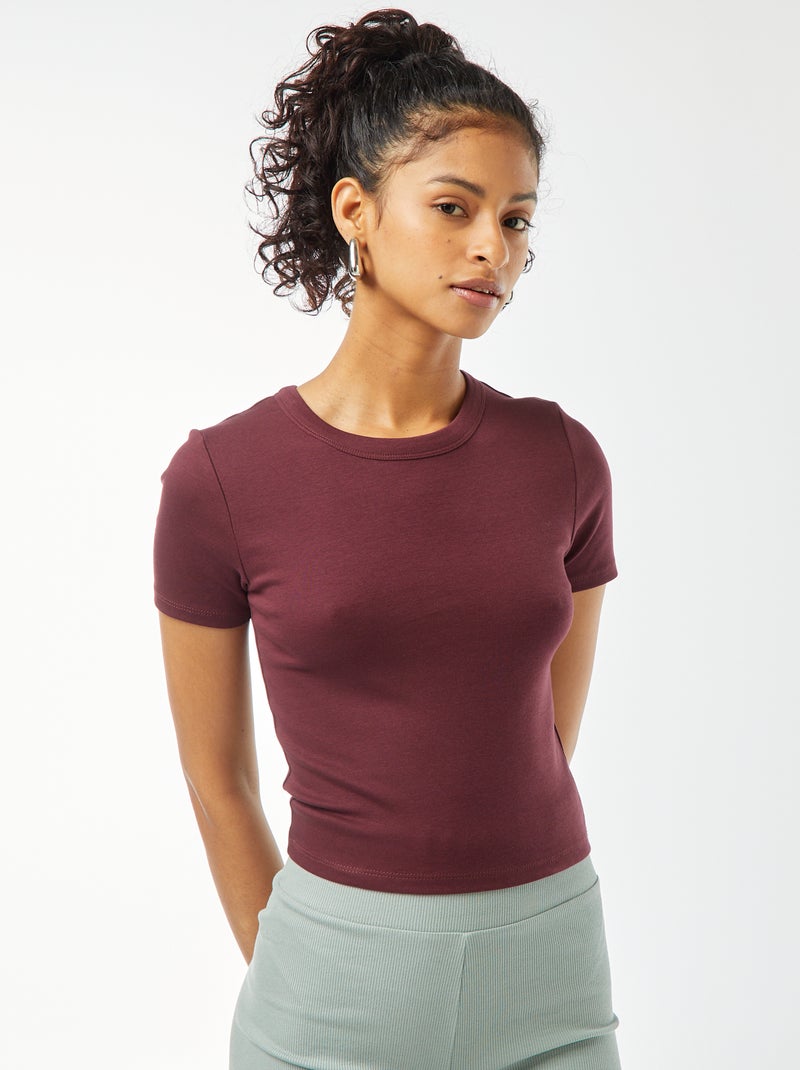 Cropped T-shirt met korte mouw Rood - Kiabi