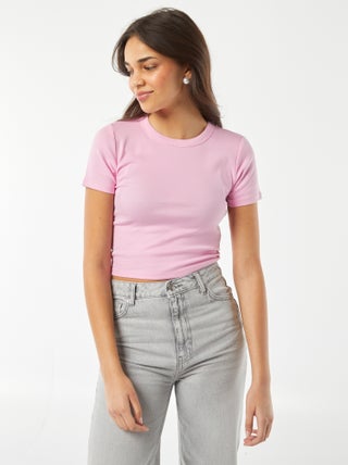 Cropped T-shirt met korte mouw