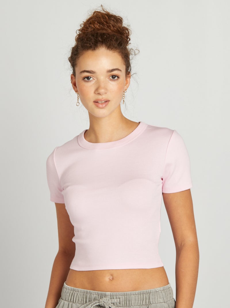 Cropped T-shirt met korte mouw ROSE - Kiabi