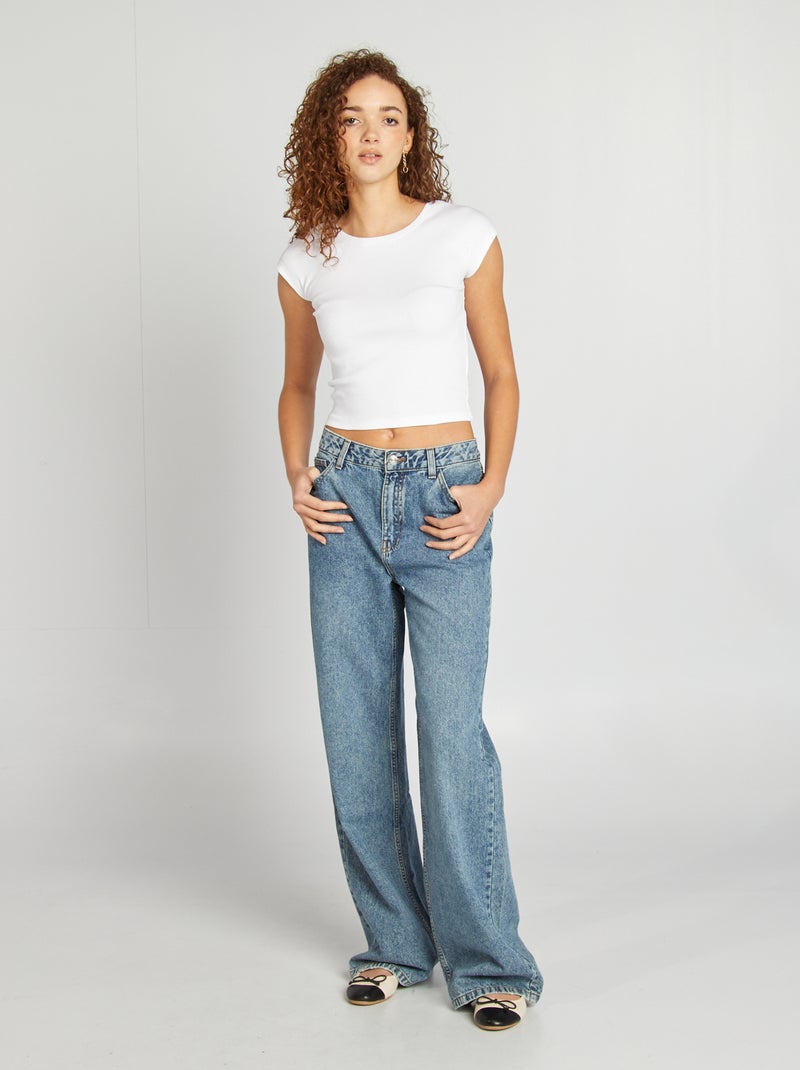 Cropped T-shirt met korte mouw wit - Kiabi