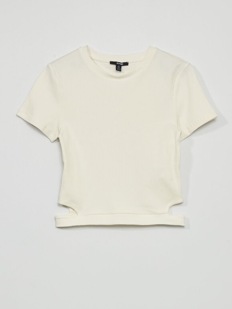 Cropped T-shirt met openingen sneeuw wit - Kiabi