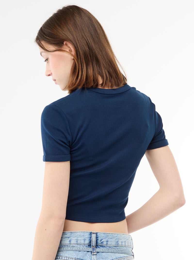 Cropped T-shirt met print Blauw - Kiabi