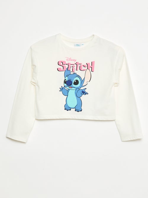 Cropped T-shirt met Stitch-print, lange mouw en ronde hals - Kiabi
