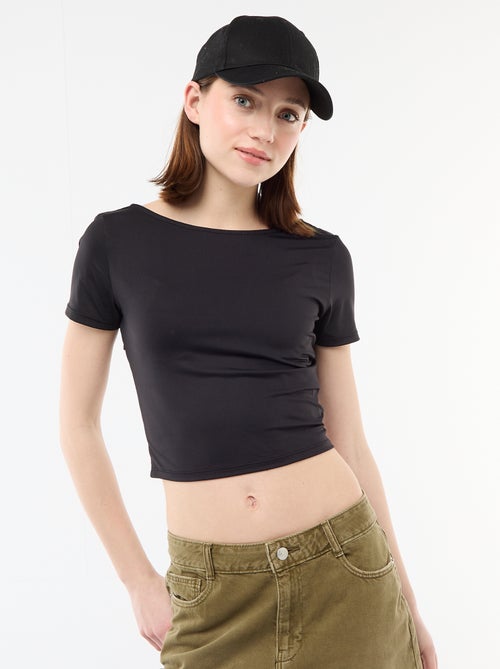 Cropped T-shirt met vierkante rugdecolleté - Kiabi