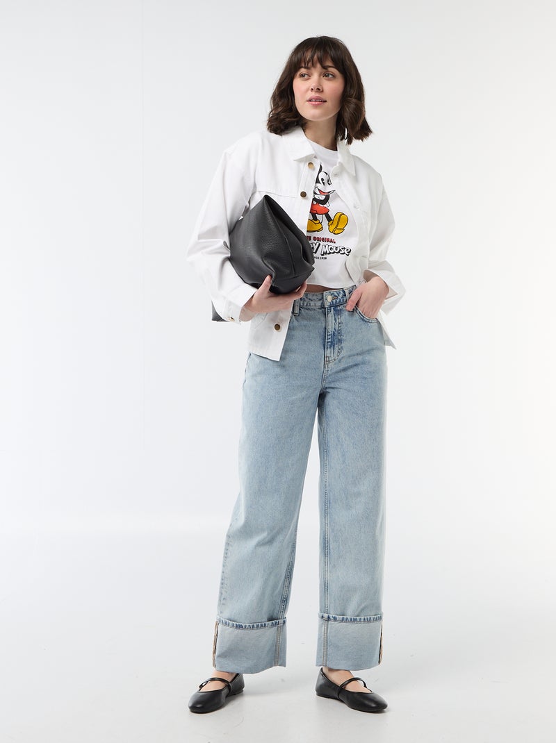 Cropped T-shirt 'Mickey' 'Disney' Wit - Kiabi