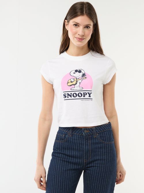 Cropped T-shirt 'Snoopy' met korte mouwen - Kiabi