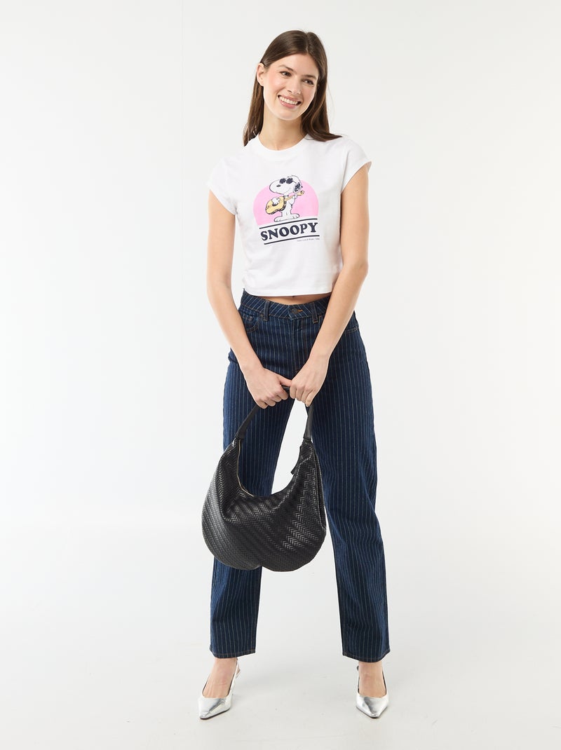 Cropped T-shirt 'Snoopy' met korte mouwen Wit - Kiabi