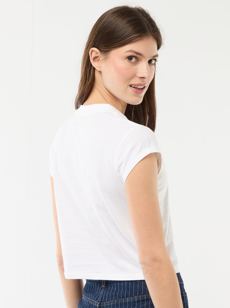Cropped T-shirt 'Snoopy' met korte mouwen Wit - Kiabi