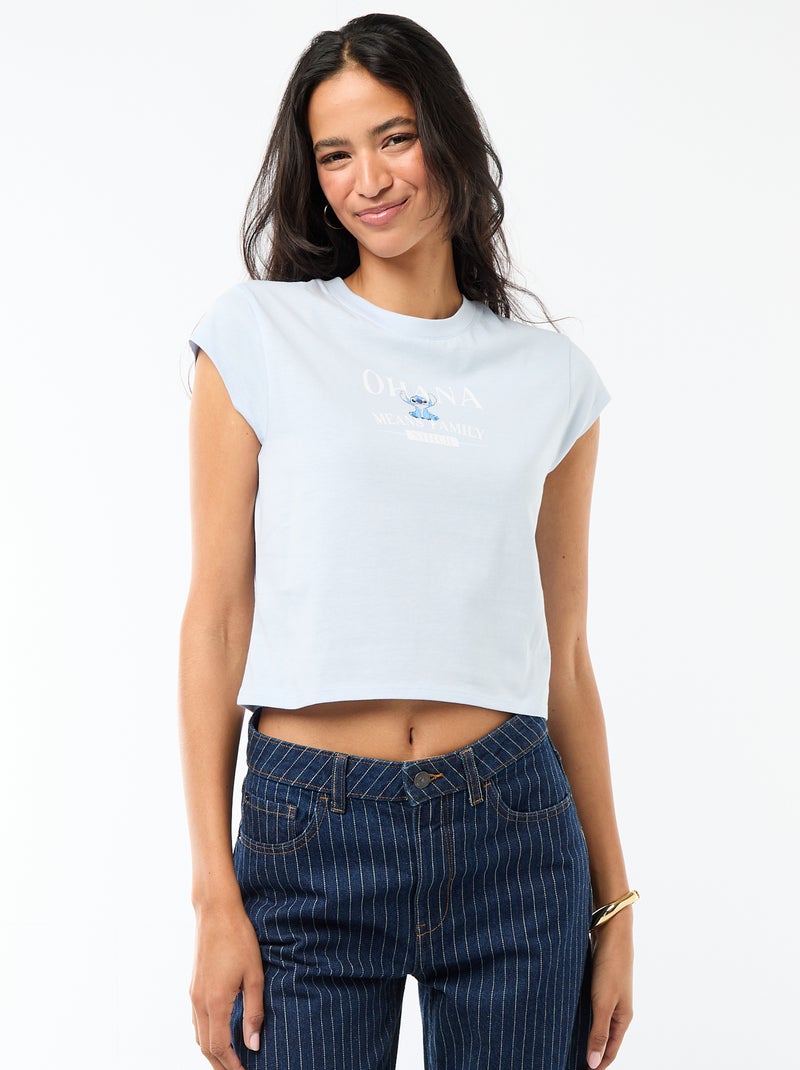 Cropped T-shirt 'Stitch' Blauw - Kiabi
