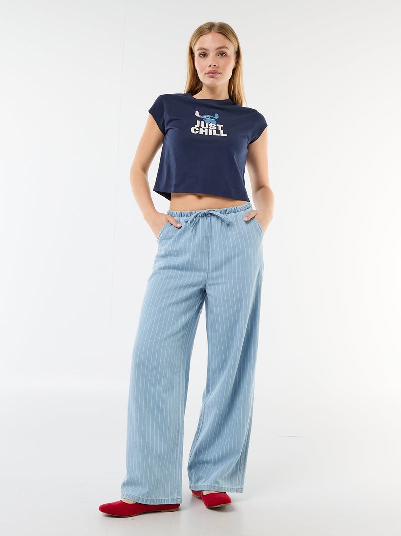 Cropped T-shirt 'Stitch' 'Disney' Blauw - Kiabi