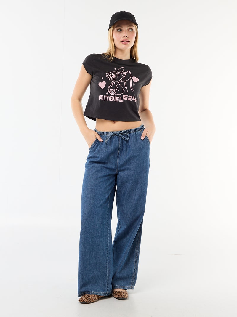 Cropped T-shirt 'Stitch' 'Disney' Grijs - Kiabi