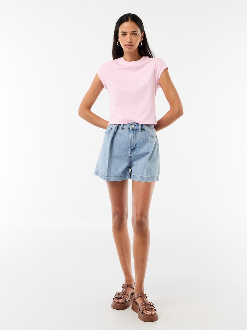 Cropped T-shirt 'Stitch' 'Disney' Rose - Kiabi