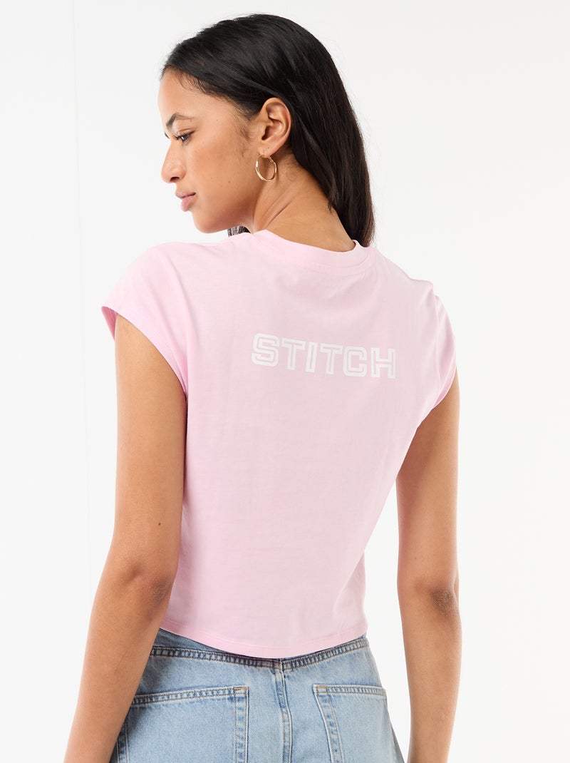 Cropped T-shirt 'Stitch' 'Disney' Rose - Kiabi