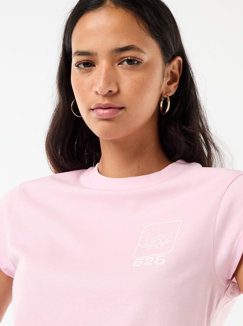 Cropped T-shirt 'Stitch' 'Disney' Rose - Kiabi