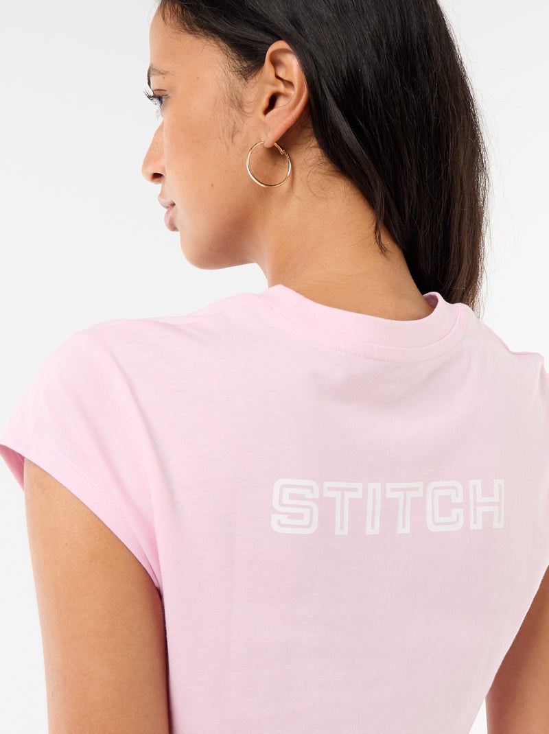 Cropped T-shirt 'Stitch' 'Disney' Rose - Kiabi
