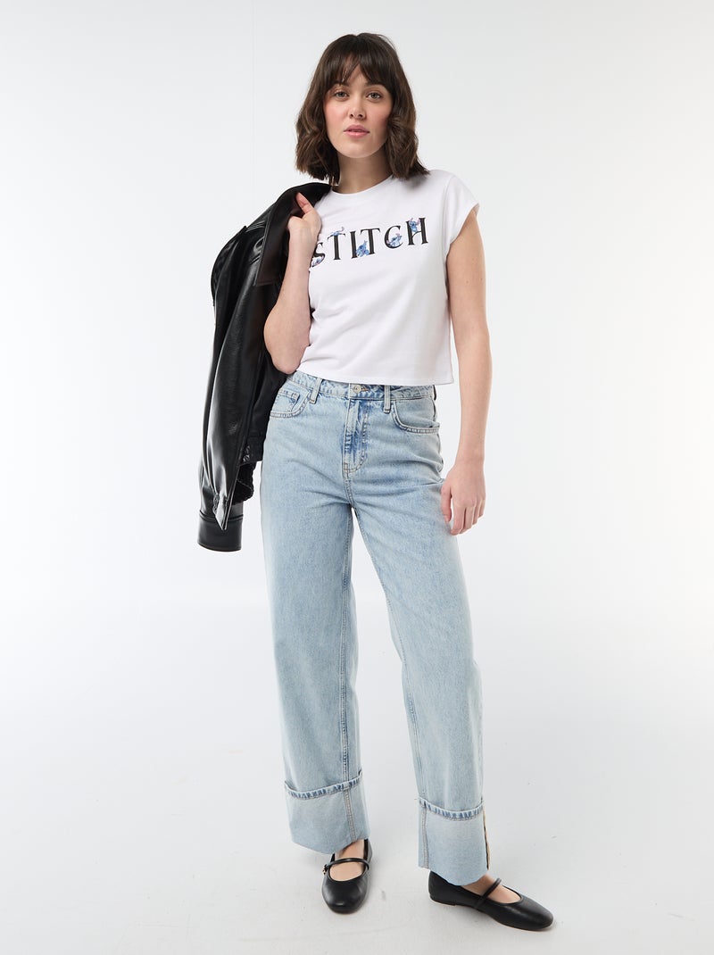 Cropped T-shirt 'Stitch' Wit - Kiabi