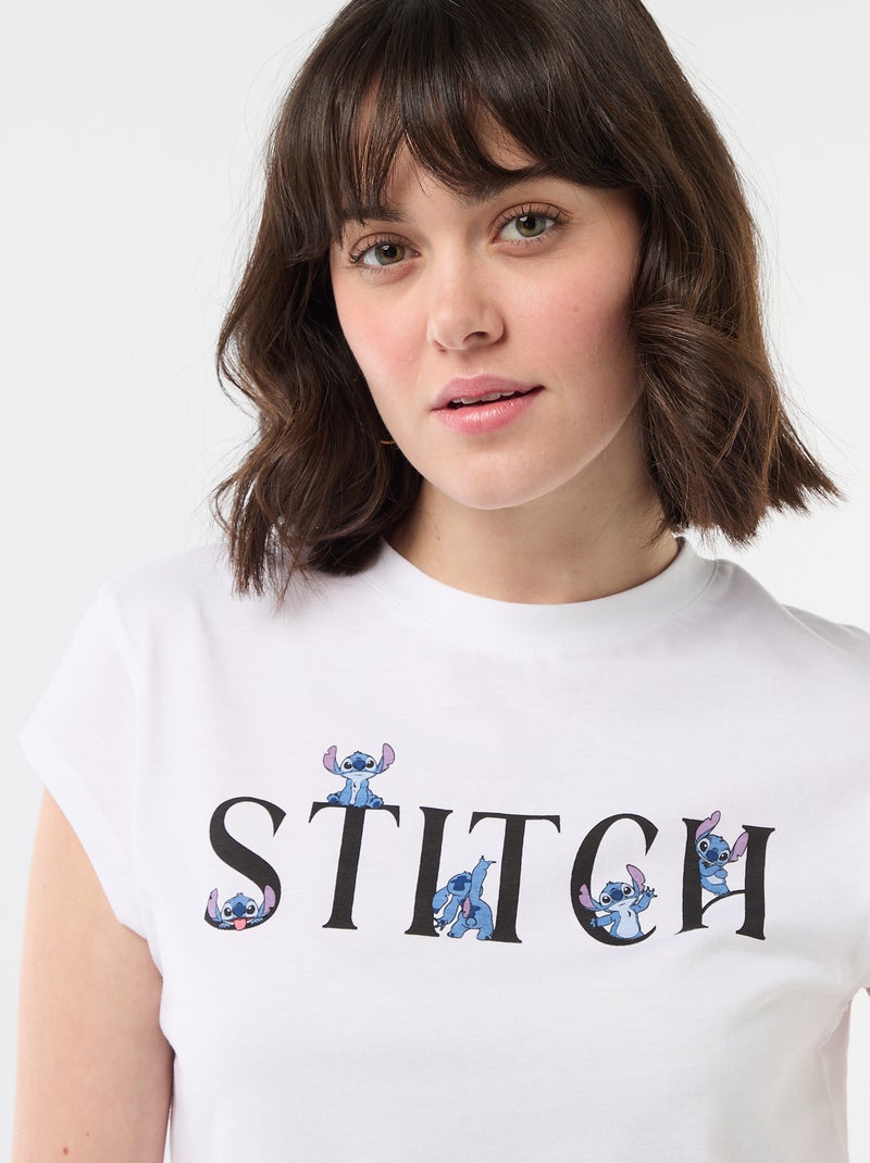 Cropped T-shirt 'Stitch' Wit - Kiabi