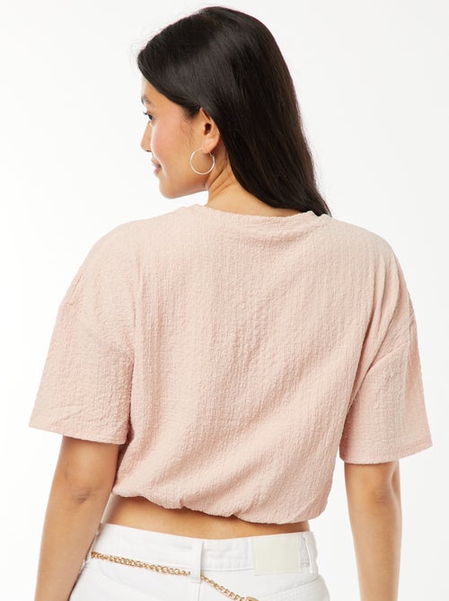 Cropped T-shirt van gewafeld tricot - Kiabi
