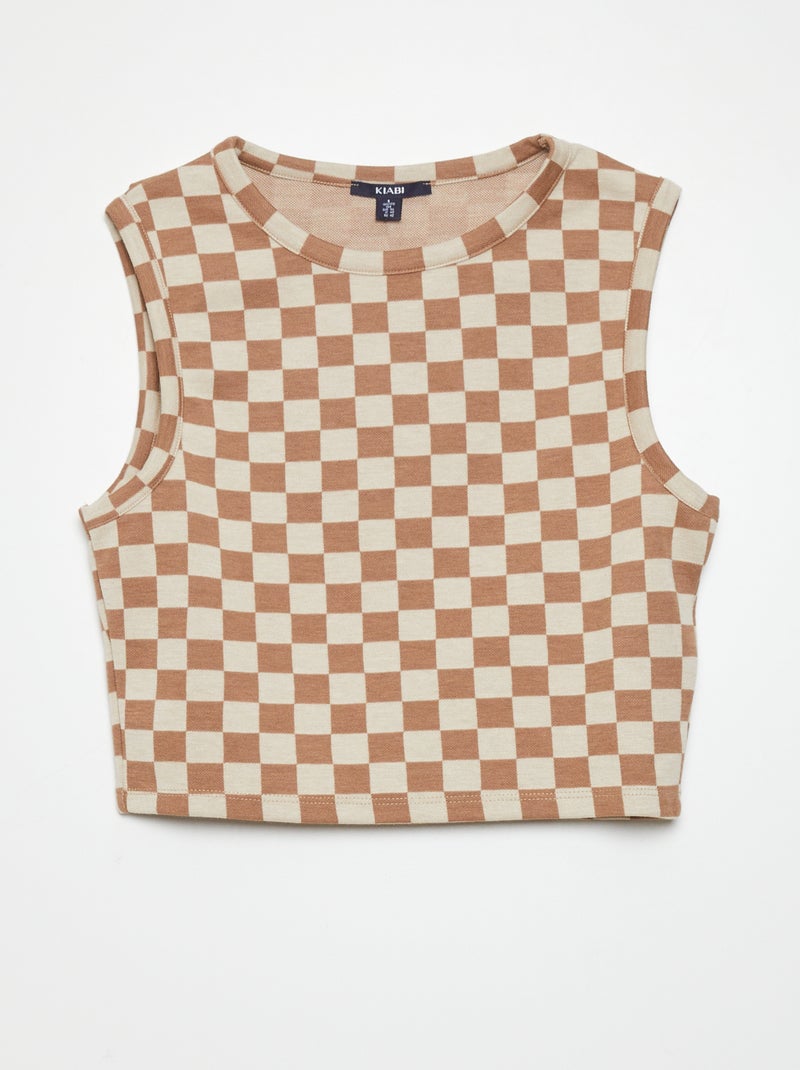Cropped T-shirt zonder mouw BIEGE - Kiabi