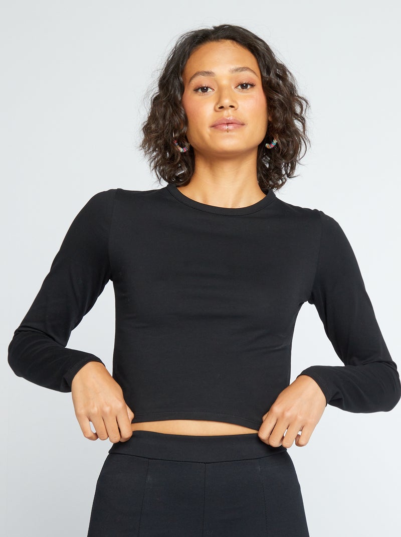 Cropped T-shirt zwart - Kiabi