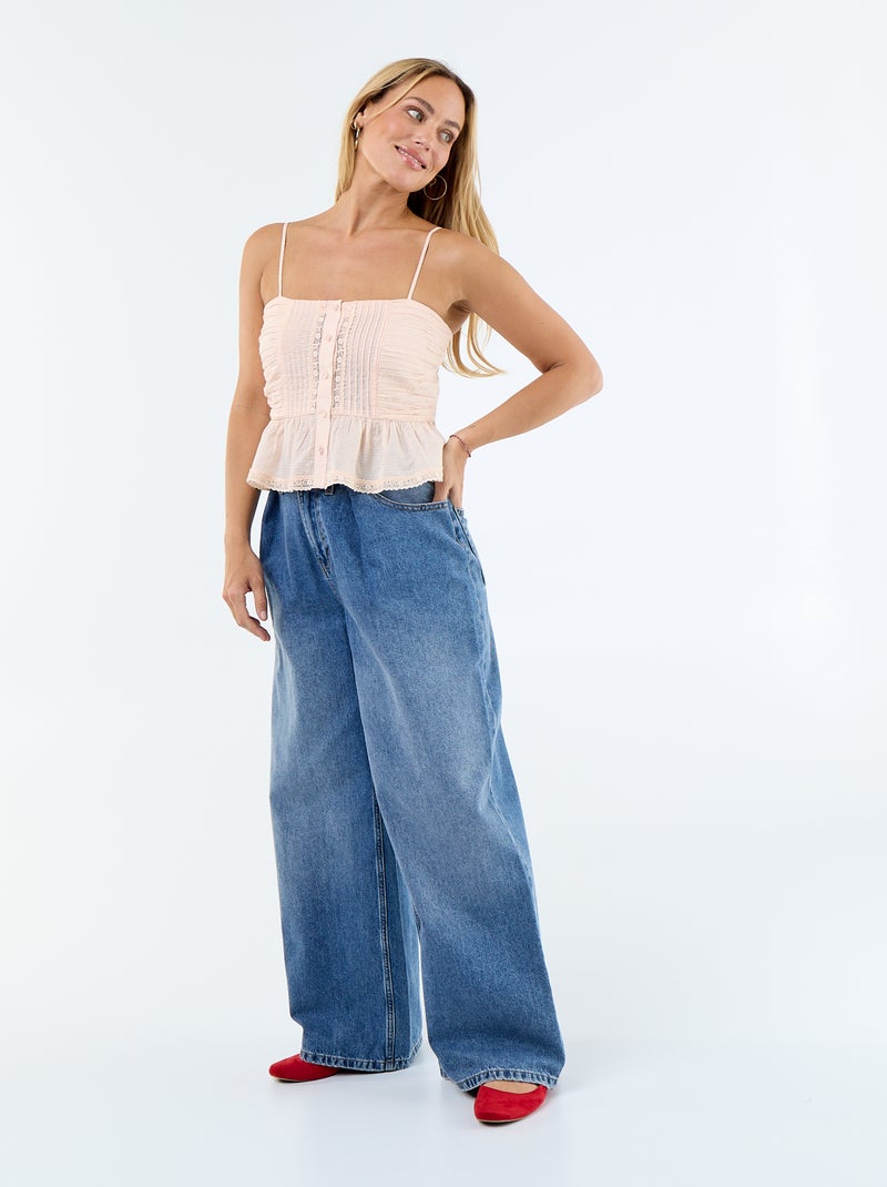 Cropped top met fijne bandjes Biege - Kiabi