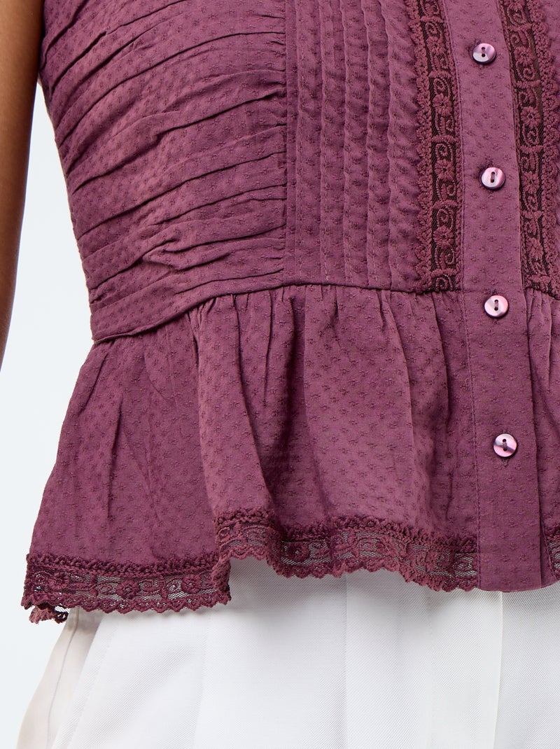Cropped top met fijne bandjes Paars - Kiabi