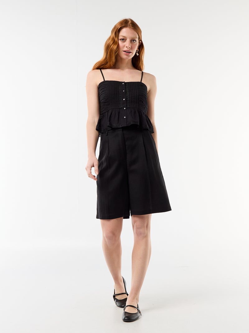 Cropped top met fijne bandjes Zwart - Kiabi