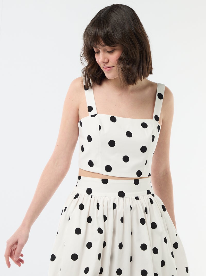 Cropped top met stippenmotief Wit - Kiabi
